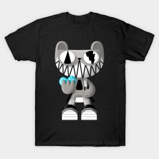 Cat Doodle Cyan Heart T-Shirt